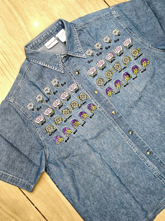 BOBBIE BROOK floral printed denim shirt (WOMEN'S)